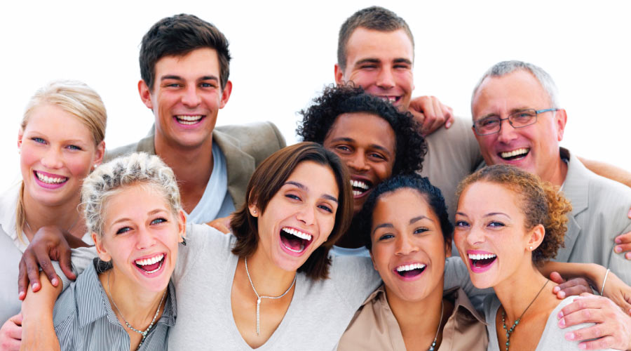 Smiling group of young adults.