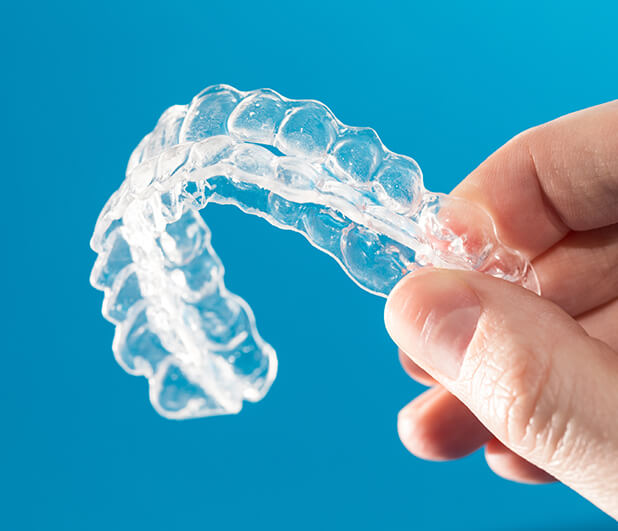 closeup of a set of clear aligners